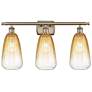 1_Ballston Brookhaven Almond 26"W 3-Lt Brass Bath Light w/ Amber Shade