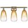Ballston Brookhaven Almond 26"W 3-Lt Brass Bath Light w/ Amber Shade