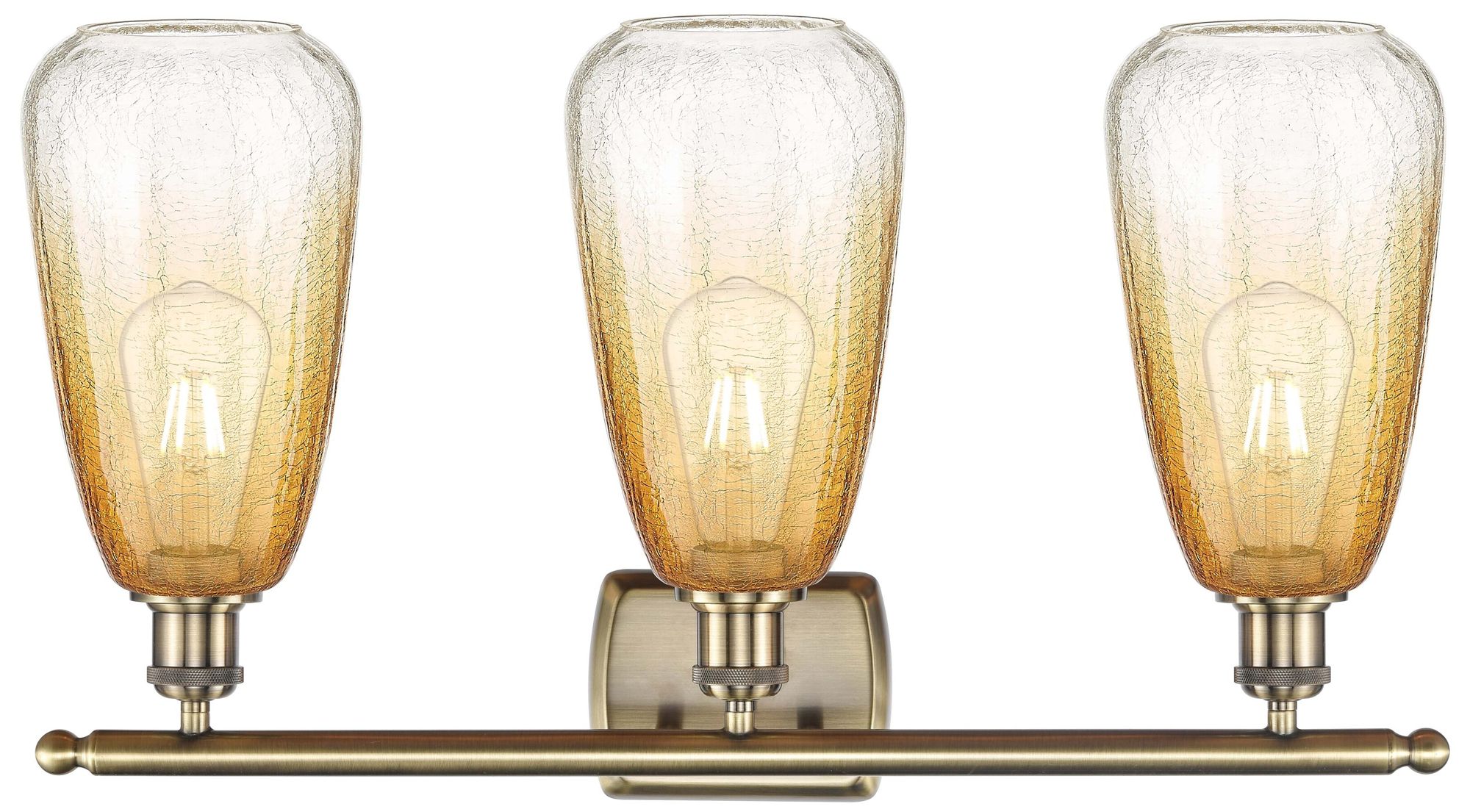 Image 2 Ballston Brookhaven Almond 26"W 3-Lt Brass Bath Light w/ Amber Shade more views