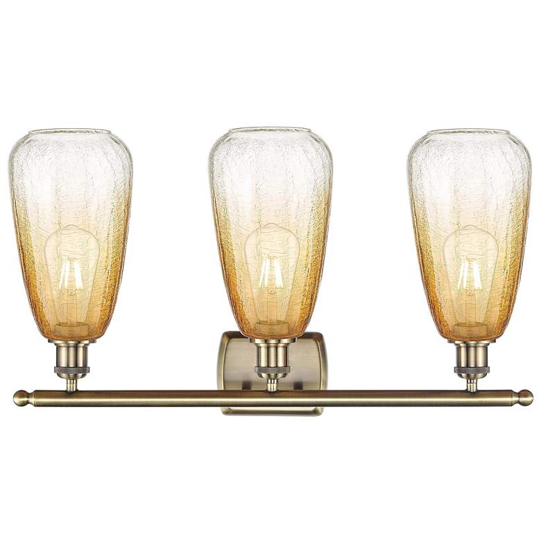 Image 2 Ballston Brookhaven Almond 26"W 3-Lt Brass Bath Light w/ Amber Shade more views
