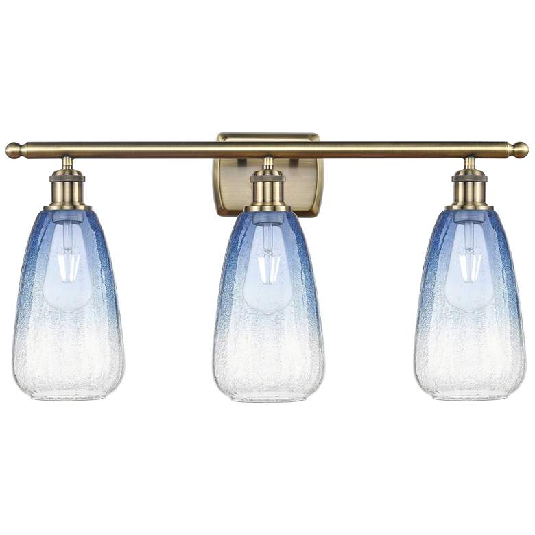 Image 1 Ballston Brookhaven Almond 26"W 3-Lt Brass Vanity w/ Sapphire Shade