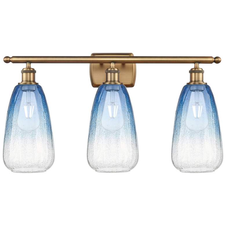 Image 1 Ballston Brookhaven Almond 26"W 3-Lt Brushed Brass Vanity w/ Sapphire Shade