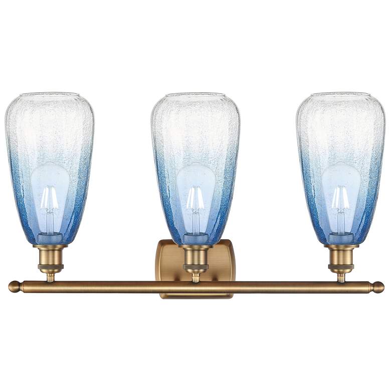 Image 2 Ballston Brookhaven Almond 26"W 3-Lt Brushed Brass Vanity w/ Sapphire Shade more views