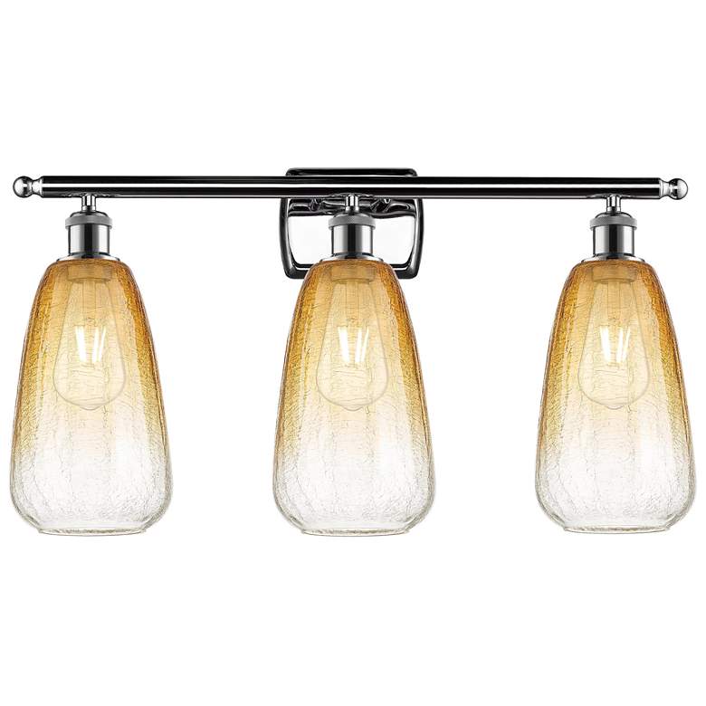 Image 1 Ballston Brookhaven Almond 26"W 3-Lt Chrome Bath Light w/ Amber Shade