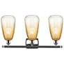 2_Ballston Brookhaven Almond 26"W 3-Lt Chrome Bath Light w/ Amber Shade more views