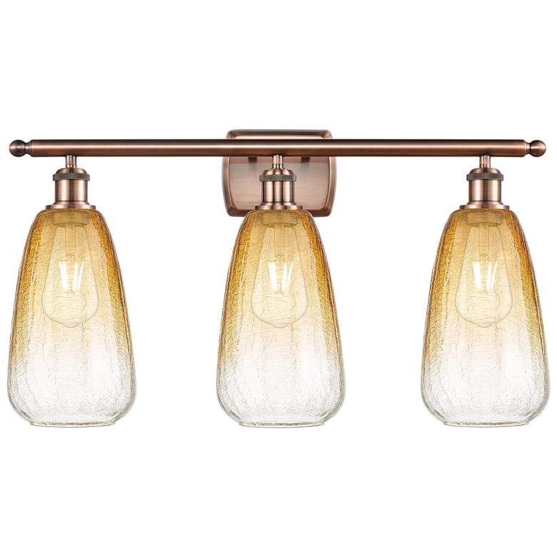 Image 1 Ballston Brookhaven Almond 26"W 3-Lt Copper Bath Light w/ Amber Shade