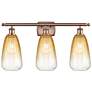 1_Ballston Brookhaven Almond 26"W 3-Lt Copper Bath Light w/ Amber Shade