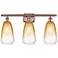 Ballston Brookhaven Almond 26"W 3-Lt Copper Bath Light w/ Amber Shade