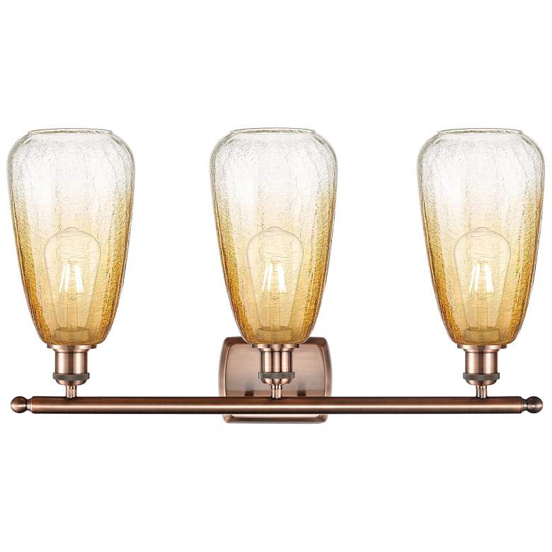 Image 2 Ballston Brookhaven Almond 26"W 3-Lt Copper Bath Light w/ Amber Shade more views