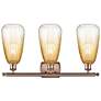 2_Ballston Brookhaven Almond 26"W 3-Lt Copper Bath Light w/ Amber Shade more views