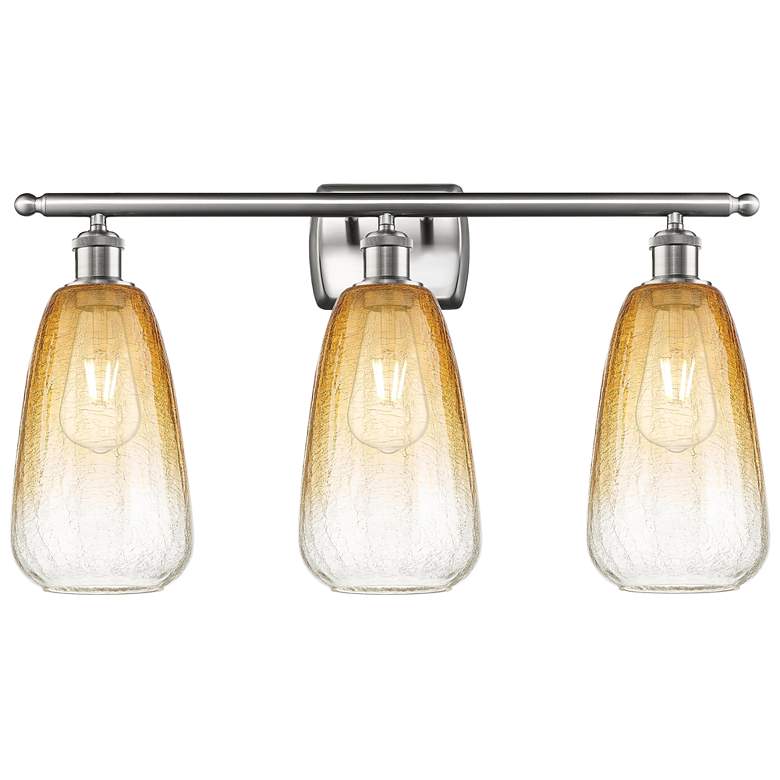 Image 1 Ballston Brookhaven Almond 26"W 3-Lt Nickel Bath Light w/ Amber Shade