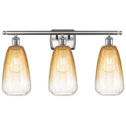 Ballston Brookhaven Almond 26"W 3-Lt Nickel Bath Light w/ Amber Shade