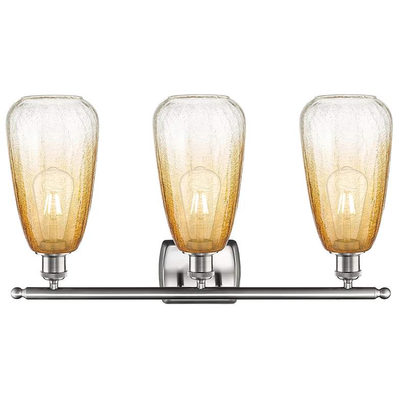 Image 2 Ballston Brookhaven Almond 26"W 3-Lt Nickel Bath Light w/ Amber Shade more views