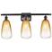 Ballston Brookhaven Almond 26"W 3-Lt Oiled Bronze Vanity w/ Amber Shade