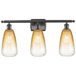 Ballston Brookhaven Almond 26"W 3-Lt Oiled Bronze Vanity w/ Amber Shade