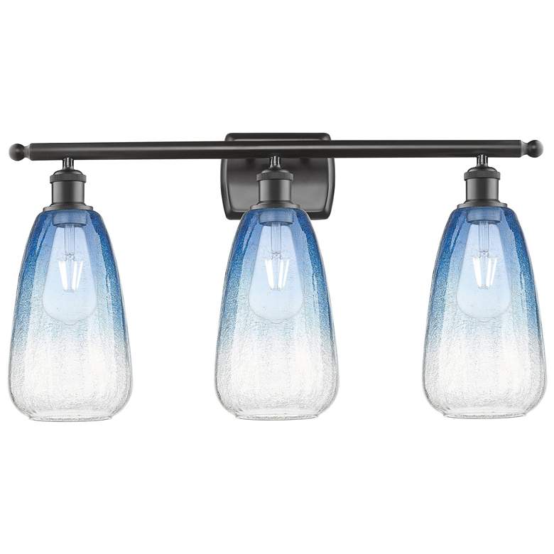 Image 1 Ballston Brookhaven Almond 26"W 3-Lt Oiled Bronze Vanity w/ Sapphire Shade