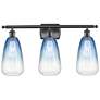1_Ballston Brookhaven Almond 26"W 3-Lt Oiled Bronze Vanity w/ Sapphire Shade