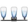 2_Ballston Brookhaven Almond 26"W 3-Lt Oiled Bronze Vanity w/ Sapphire Shade more views