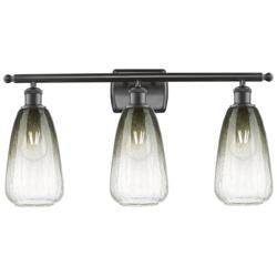 Ballston Brookhaven Almond 26"W 3-Lt Oiled Bronze Vanity w/ Slate Shade