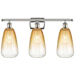 Ballston Brookhaven Almond 26"W 3-Lt Polished Nickel Vanity w/ Amber Shade