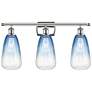 1_Ballston Brookhaven Almond 26"W 3-Lt Polished Nickel Vanity w/ Blue Shade