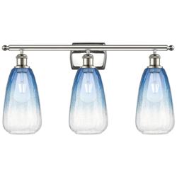 Ballston Brookhaven Almond 26"W 3-Lt Polished Nickel Vanity w/ Blue Shade