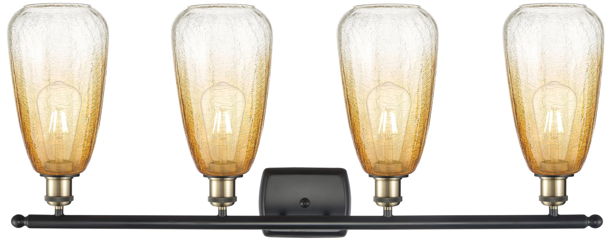 Image 2 Ballston Brookhaven Almond 36"W 4-Lt Black Brass Vanity w/ Amber Shade more views