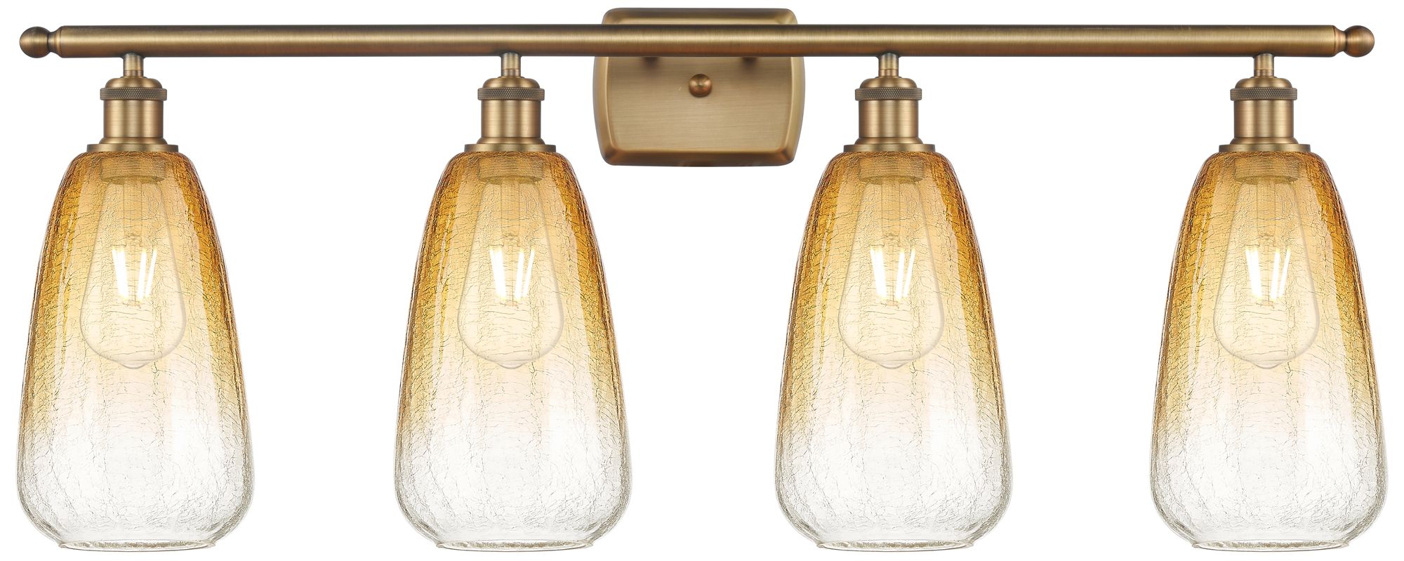 Ballston Brookhaven Almond 36"W 4-Lt Brushed Brass Vanity w/ Amber Sha