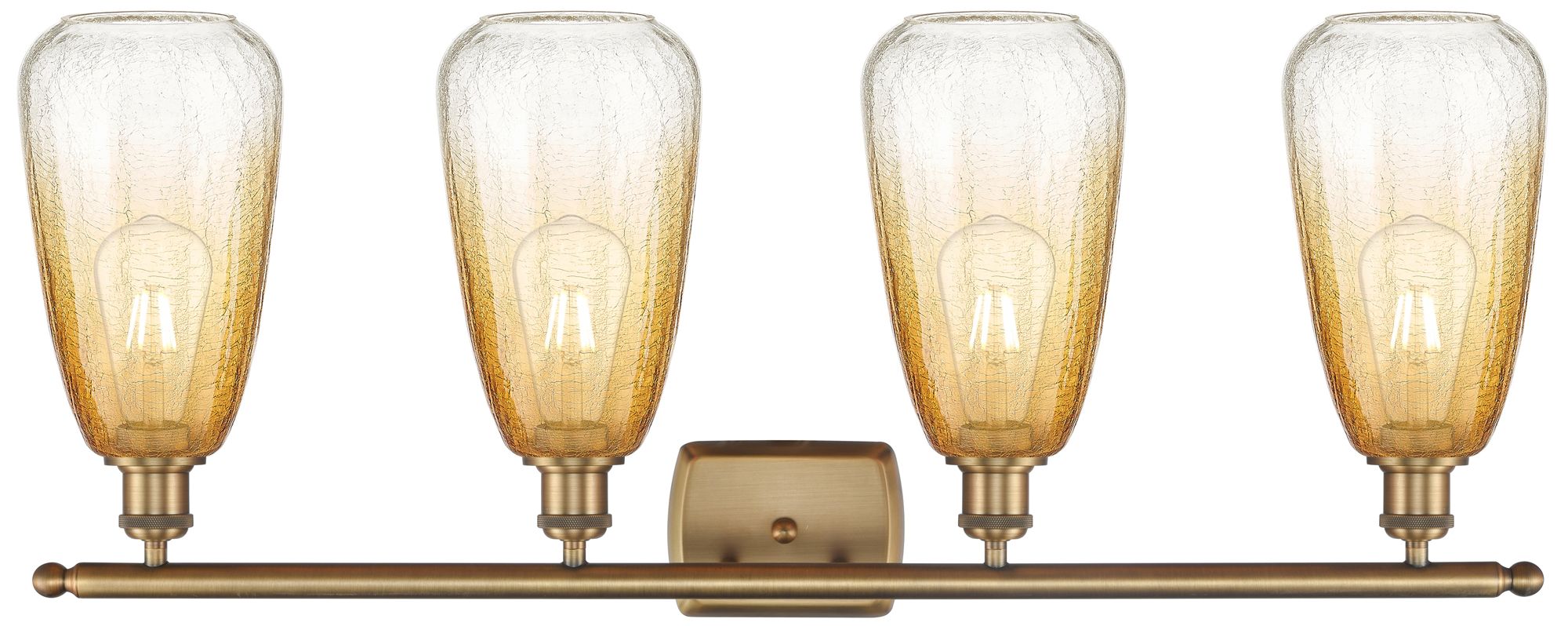 Image 2 Ballston Brookhaven Almond 36"W 4-Lt Brushed Brass Vanity w/ Amber Sha more views