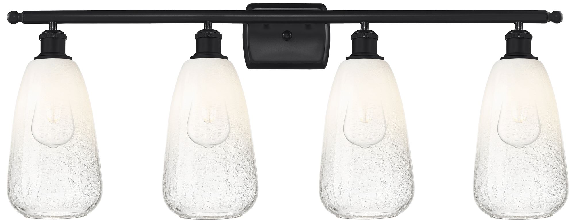 Ballston Brookhaven Almond 36"W 4 Light Black Bath Light w/ Opal Shade