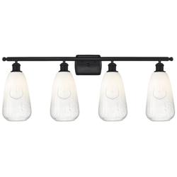 Ballston Brookhaven Almond 36"W 4 Light Black Bath Light w/ Opal Shade