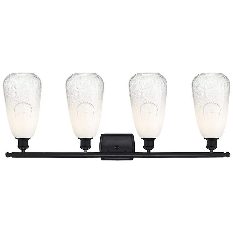 Image 2 Ballston Brookhaven Almond 36"W 4 Light Black Bath Light w/ Opal Shade more views