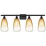 1_Ballston Brookhaven Almond 36"W 4 Light Black Vanity w/ Amber Shade