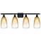 Ballston Brookhaven Almond 36"W 4 Light Black Vanity w/ Amber Shade