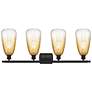 2_Ballston Brookhaven Almond 36"W 4 Light Black Vanity w/ Amber Shade more views