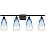 1_Ballston Brookhaven Almond 36"W 4 Light Black Vanity w/ Sapphire Shade