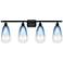 Ballston Brookhaven Almond 36"W 4 Light Black Vanity w/ Sapphire Shade