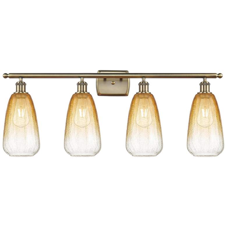Image 1 Ballston Brookhaven Almond 36"W 4 Light Brass Vanity w/ Amber Shade