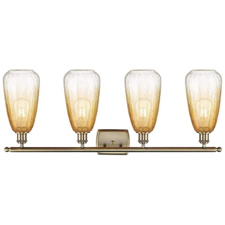 Image 2 Ballston Brookhaven Almond 36"W 4 Light Brass Vanity w/ Amber Shade more views