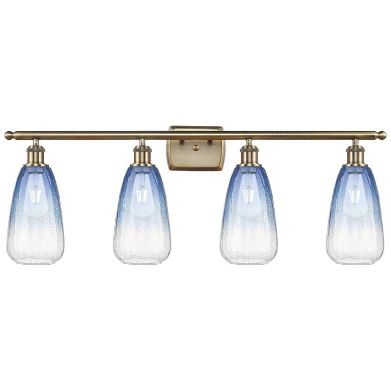 Image 1 Ballston Brookhaven Almond 36"W 4 Light Brass Vanity w/ Sapphire Shade