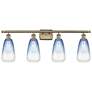 1_Ballston Brookhaven Almond 36"W 4 Light Brass Vanity w/ Sapphire Shade