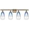 Ballston Brookhaven Almond 36"W 4 Light Brass Vanity w/ Sapphire Shade
