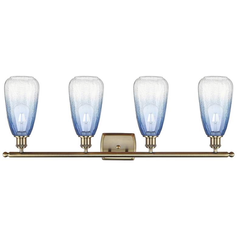 Image 2 Ballston Brookhaven Almond 36"W 4 Light Brass Vanity w/ Sapphire Shade more views