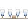 2_Ballston Brookhaven Almond 36"W 4 Light Brass Vanity w/ Sapphire Shade more views
