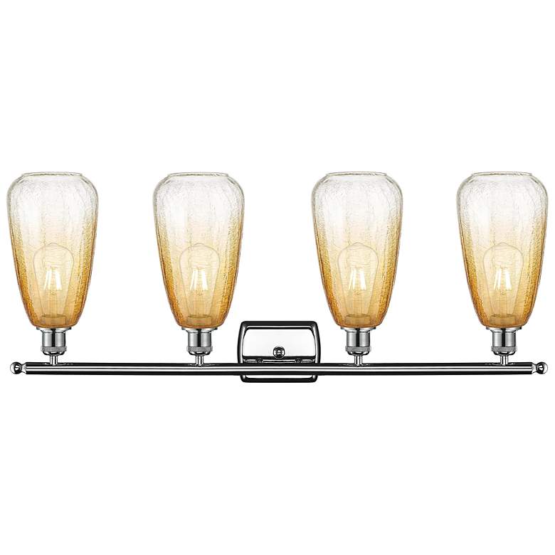Image 2 Ballston Brookhaven Almond 36"W 4 Light Chrome Vanity w/ Amber Shade more views