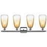 2_Ballston Brookhaven Almond 36"W 4 Light Chrome Vanity w/ Amber Shade more views