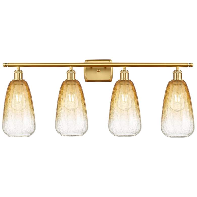 Image 1 Ballston Brookhaven Almond 36"W 4 Light Gold Bath Light w/ Amber Shade