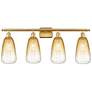 1_Ballston Brookhaven Almond 36"W 4 Light Gold Bath Light w/ Amber Shade