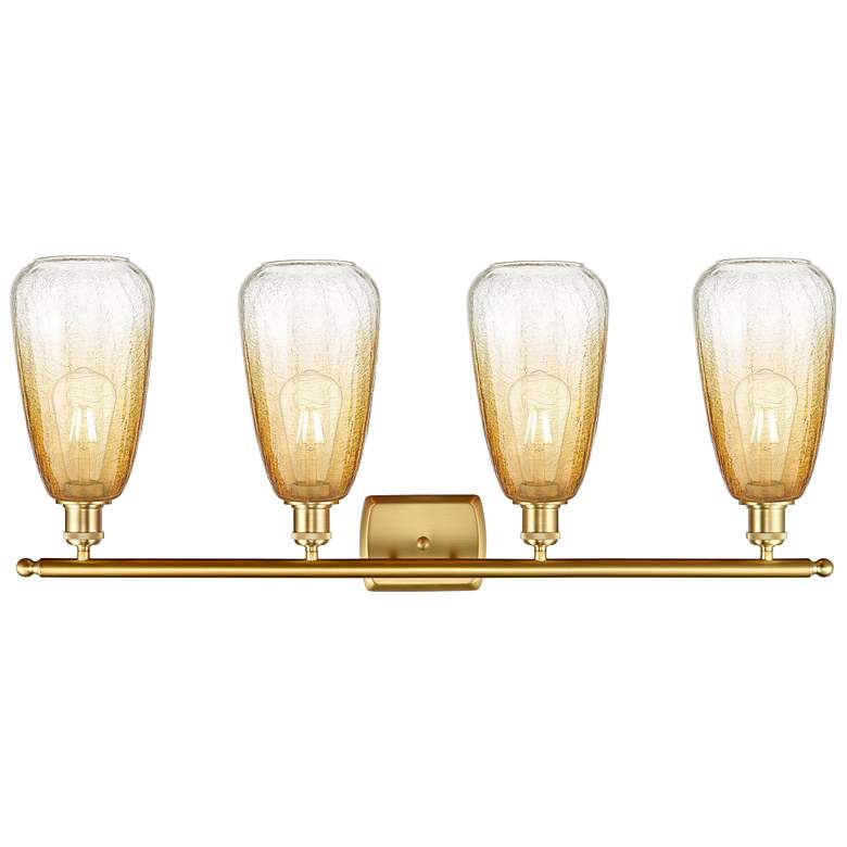 Image 2 Ballston Brookhaven Almond 36"W 4 Light Gold Bath Light w/ Amber Shade more views