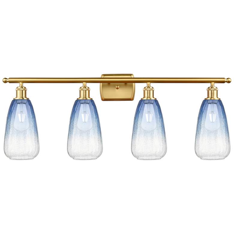 Image 1 Ballston Brookhaven Almond 36"W 4 Light Gold Vanity w/ Sapphire Shade